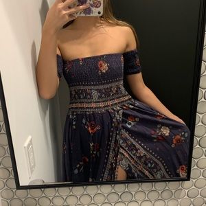 Boho Patterned Off the Shoulder Maxi Dress